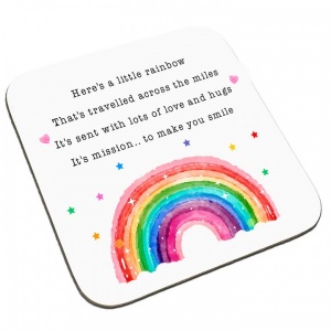 Rainbow Sent Across The Miles Wooden Letterbox Gift Coaster
